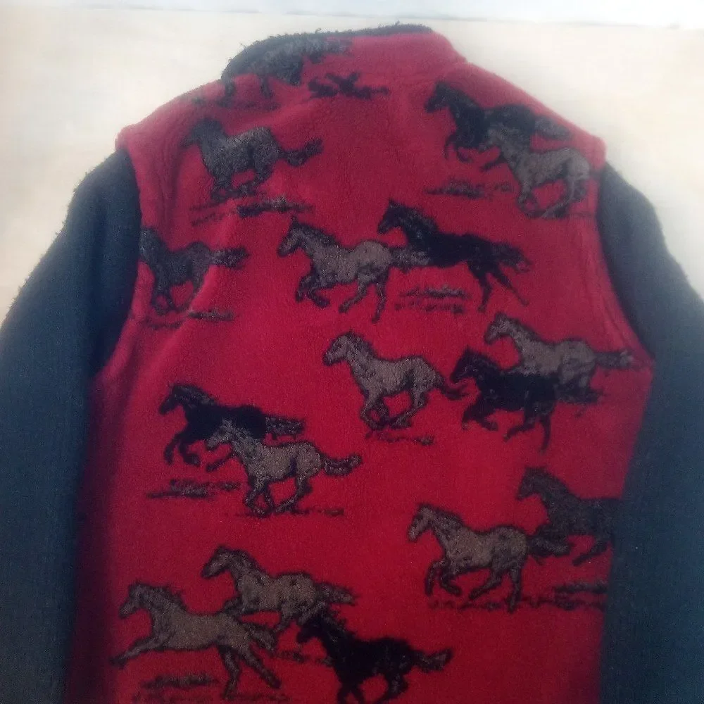 Vintage Black Mountain Horses AOP Fleece Zipper Jacket - Picture 9 of 11